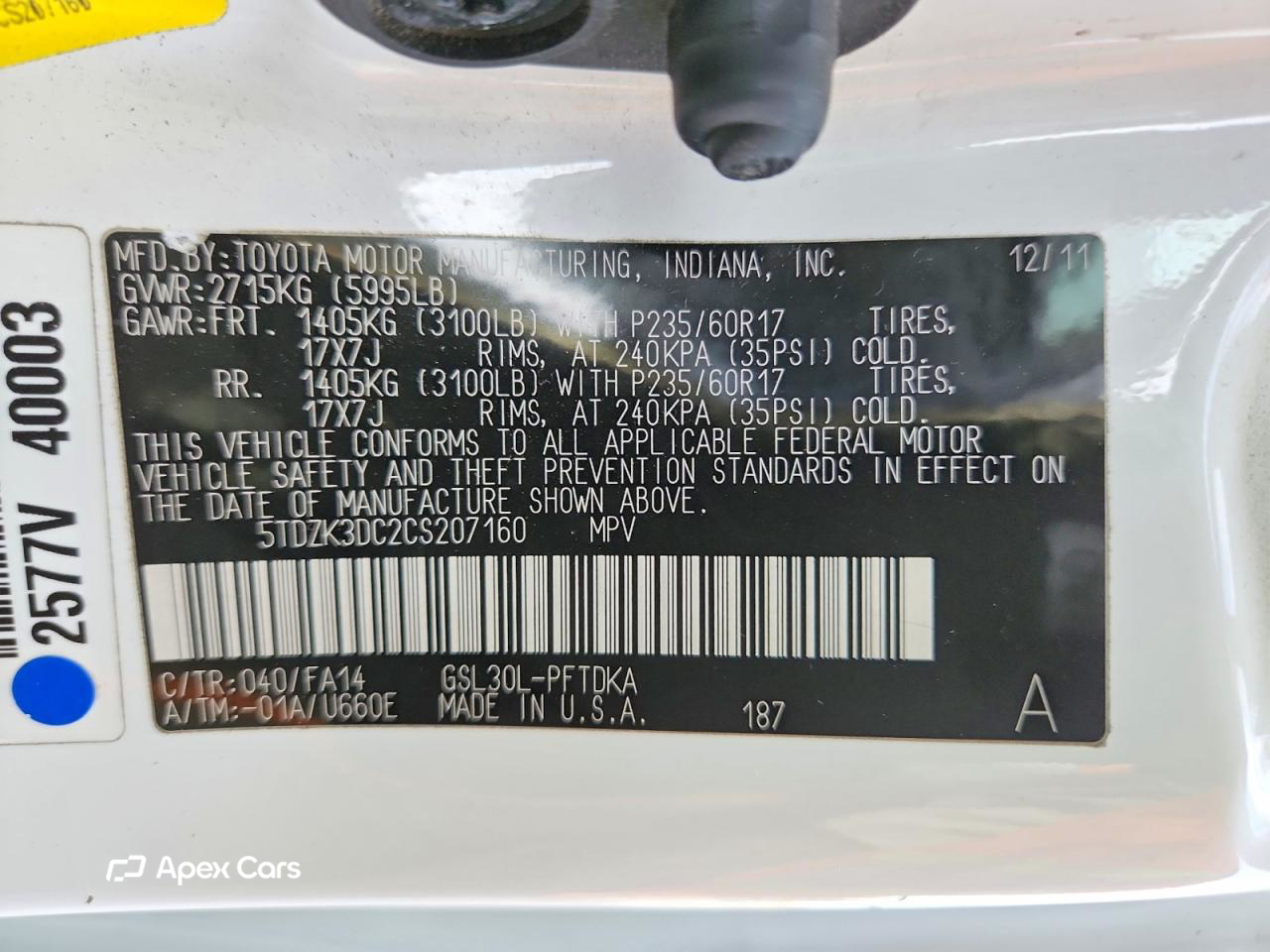 Toyota Sienna 2012