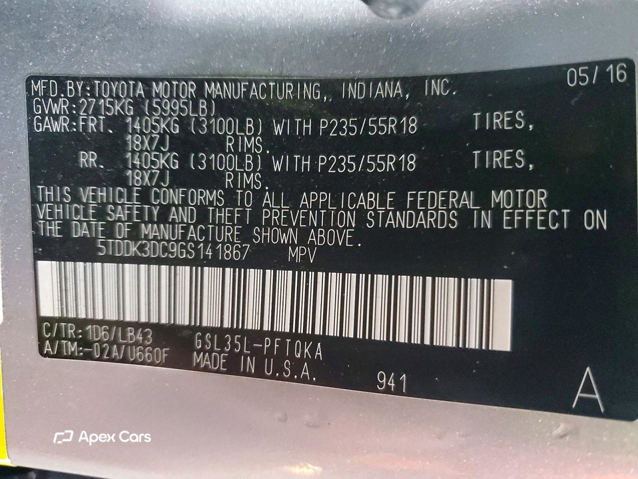Toyota Sienna 2016