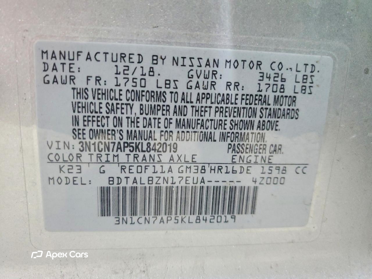 Nissan Versa 2019