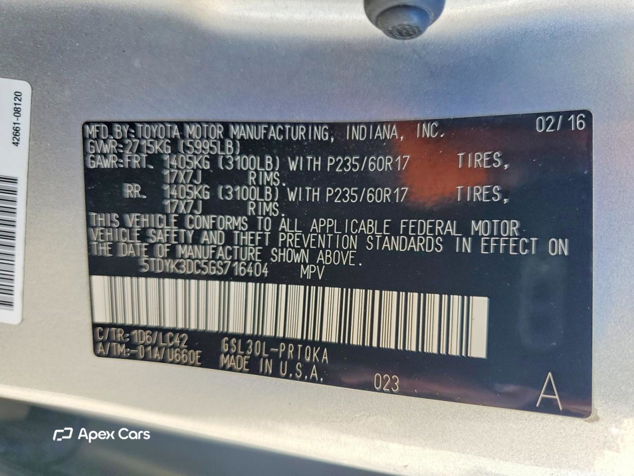 Toyota Sienna 2016