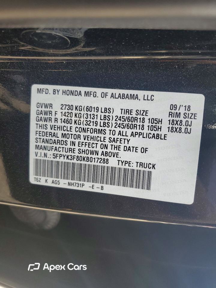 Honda Ridgeline 2019
