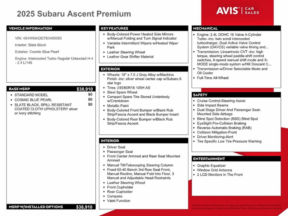 Subaru Ascent 2025