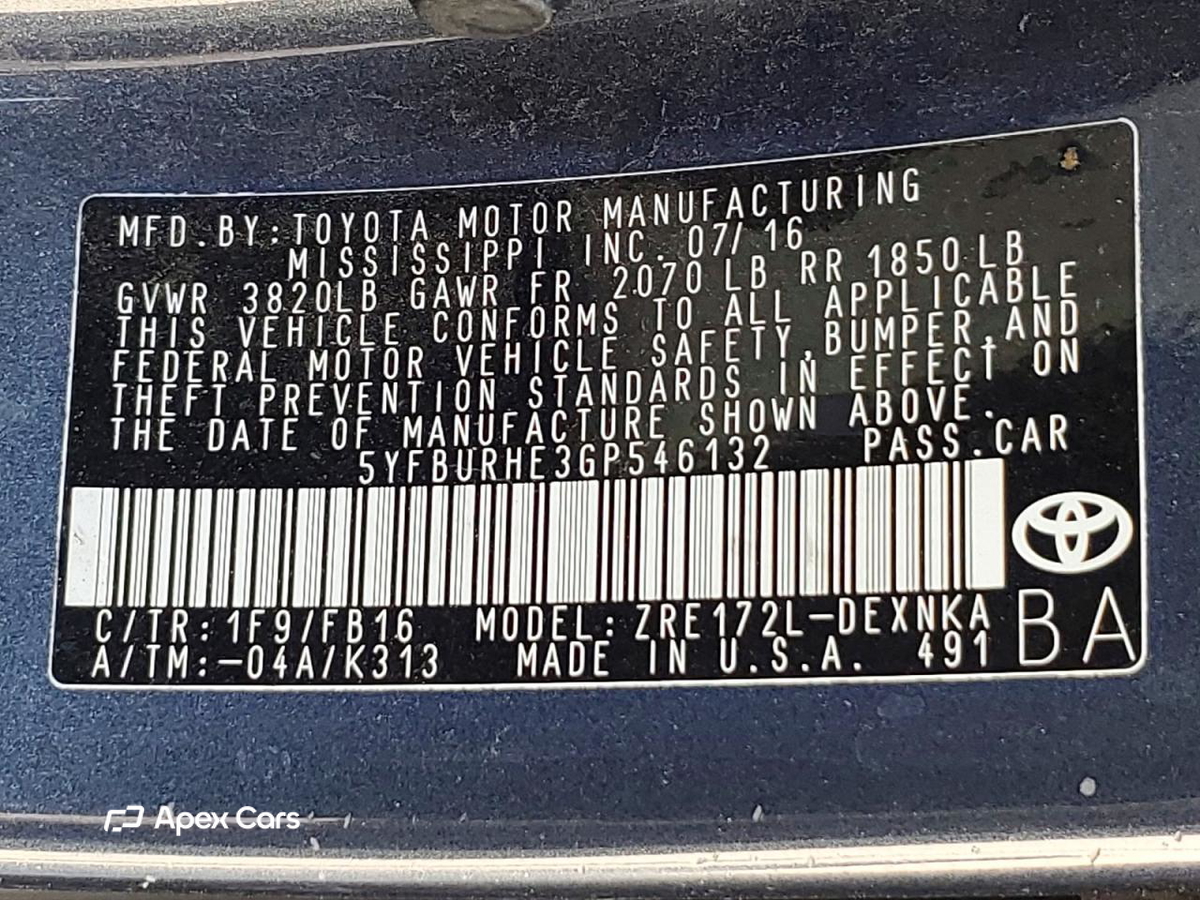 Toyota Corolla 2016
