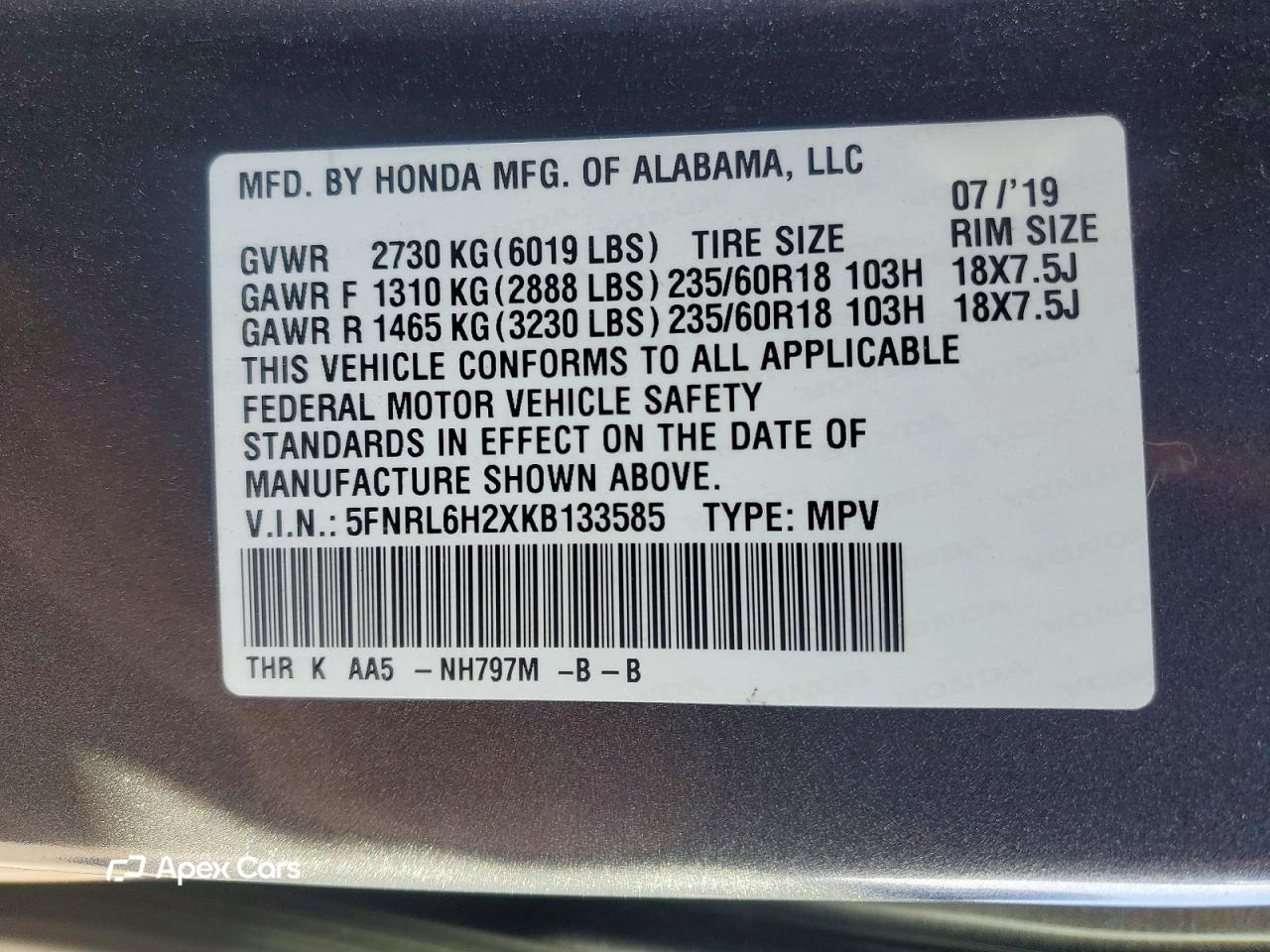 Honda Odyssey 2019