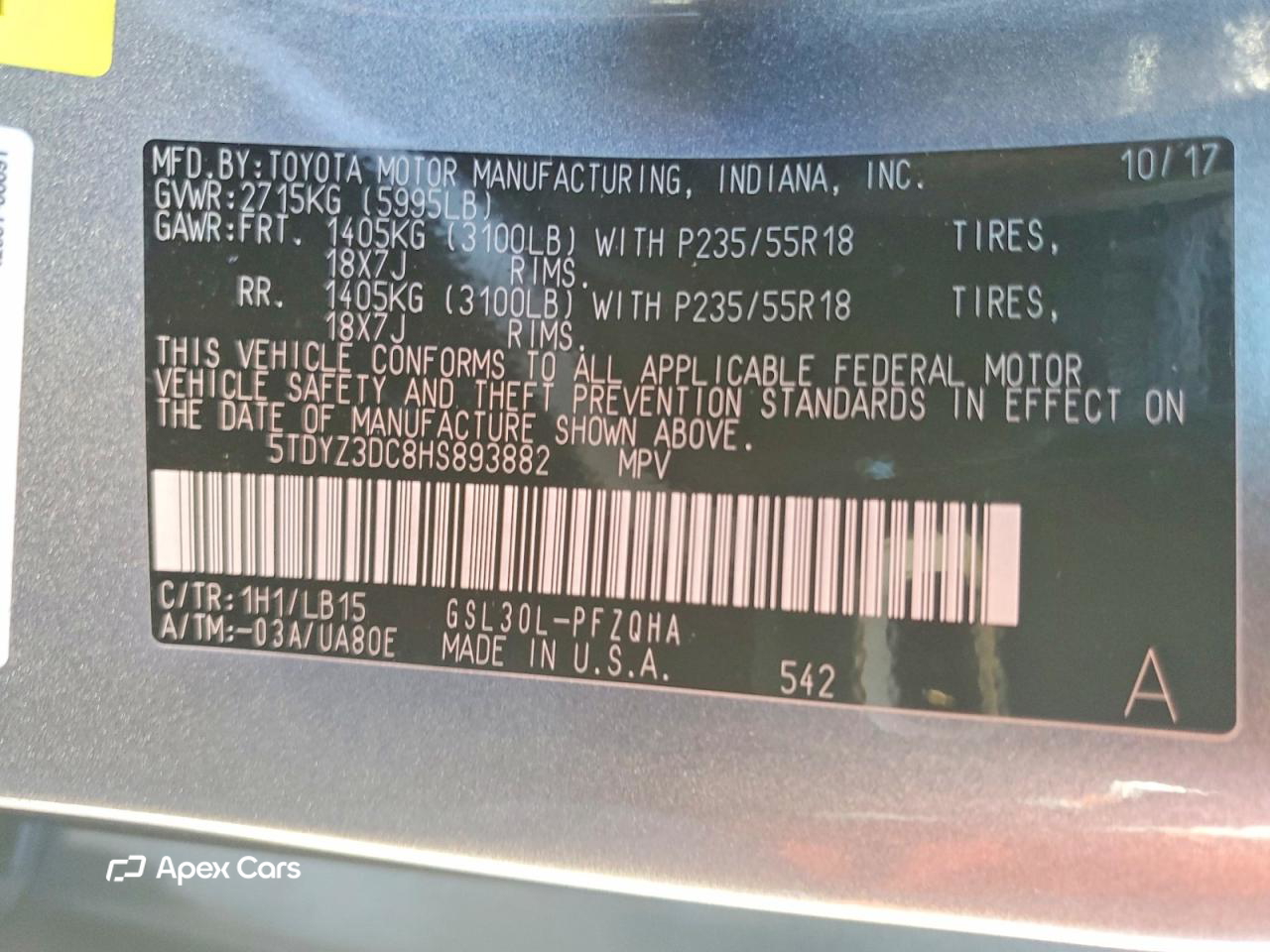 Toyota Sienna 2017