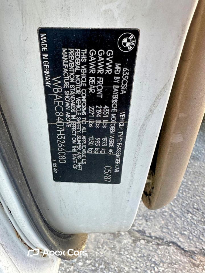 BMW Series 6 1987