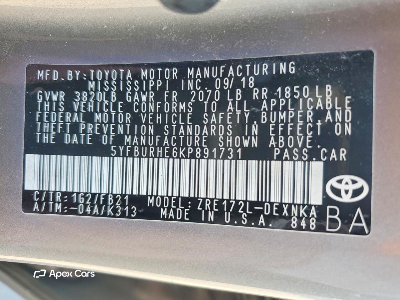 Toyota Corolla 2019