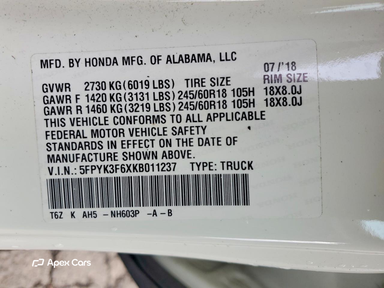 Honda Ridgeline 2019