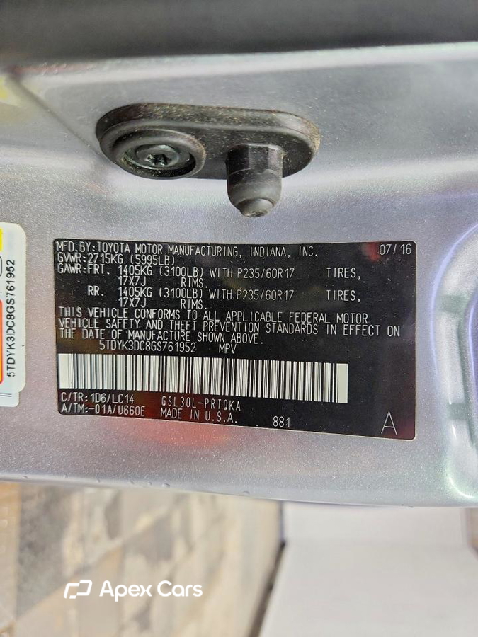 Toyota Sienna 2016
