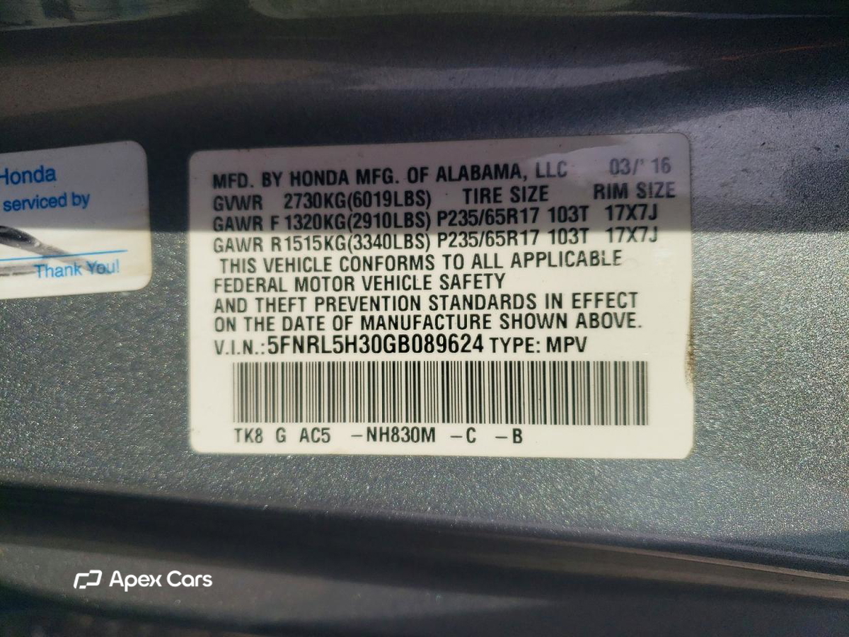Honda Odyssey 2016