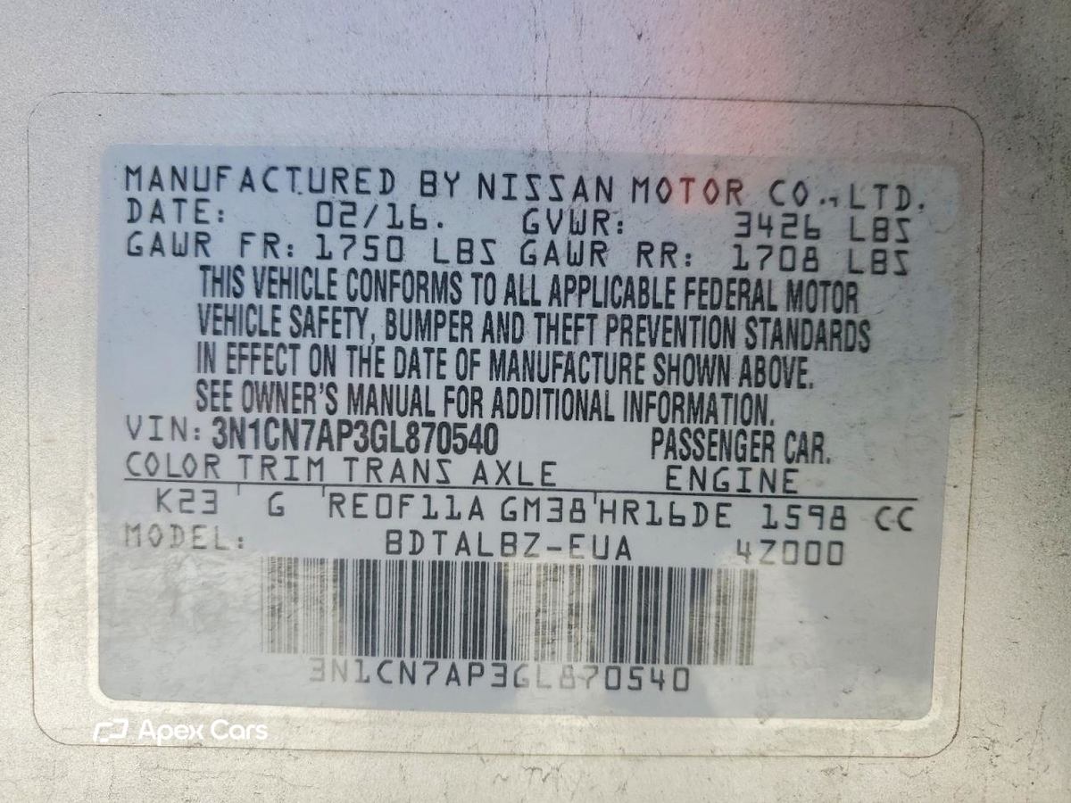 Nissan Versa 2016