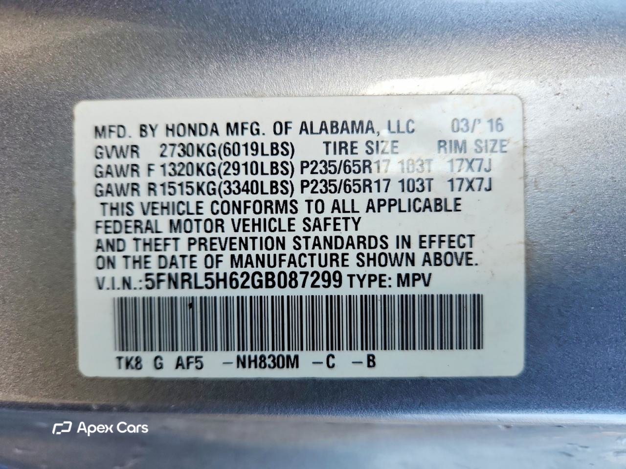 Honda Odyssey 2016