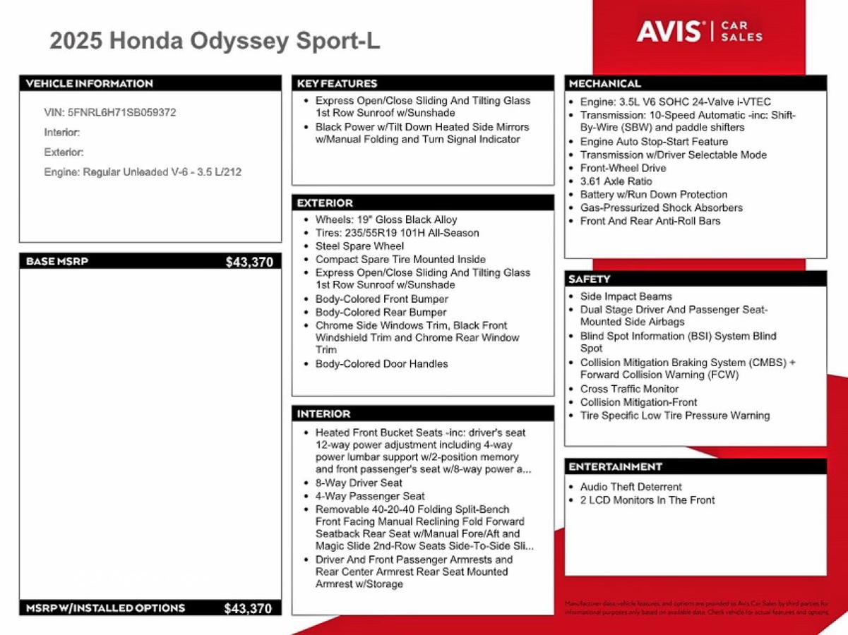 Honda Odyssey 2025
