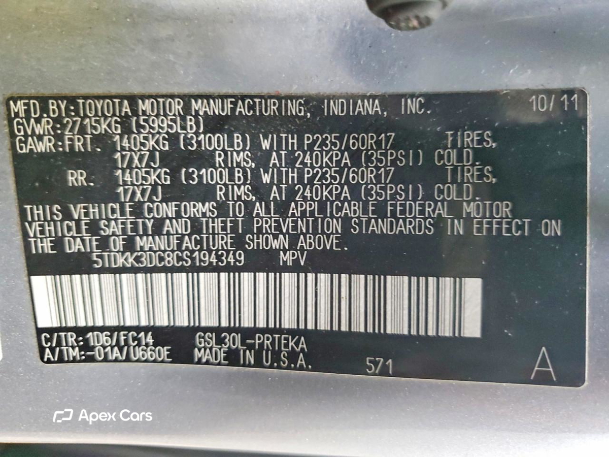 Toyota Sienna 2012