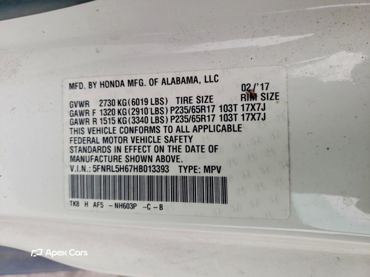 Honda Odyssey 2017