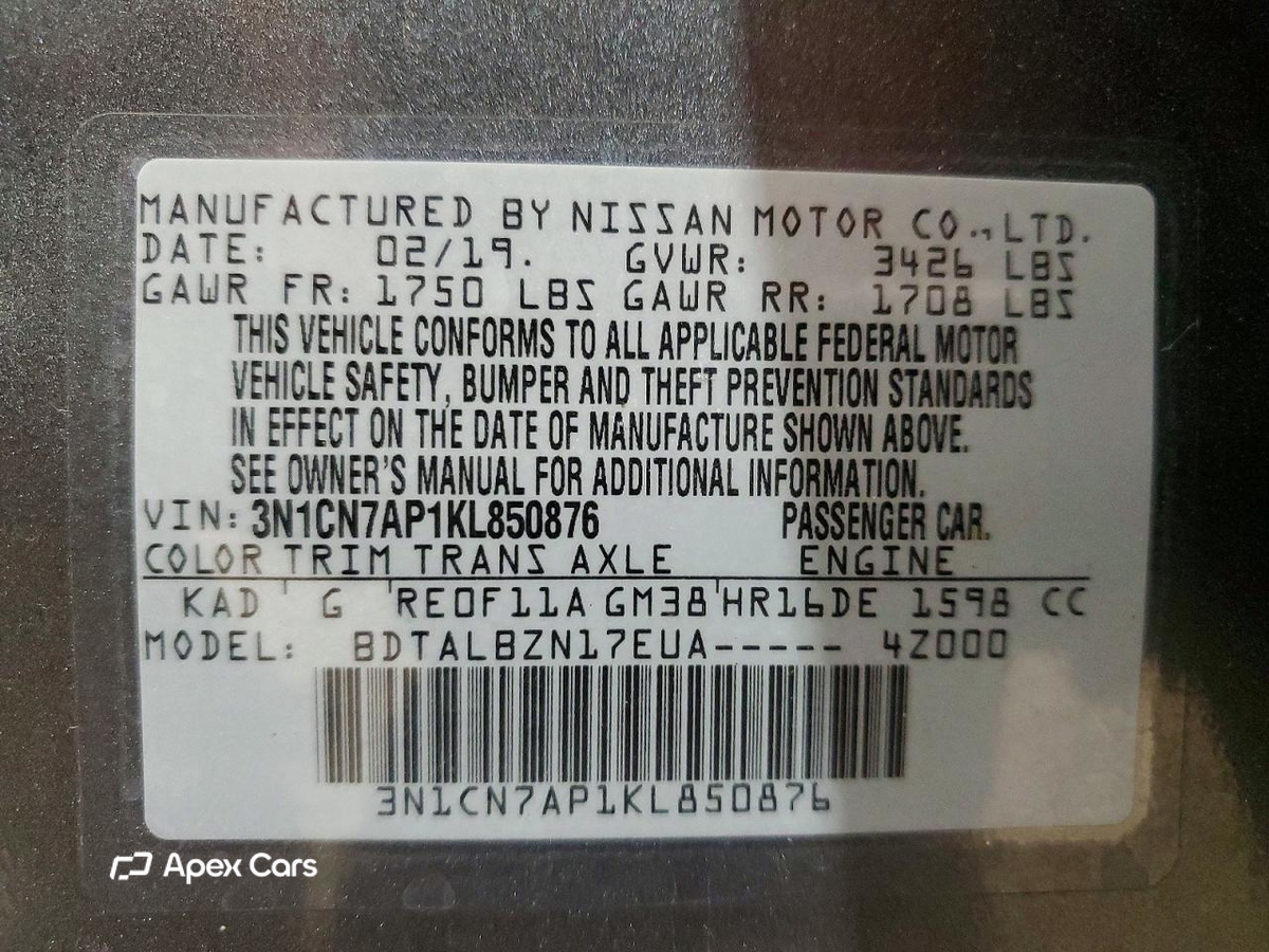 Nissan Versa 2019