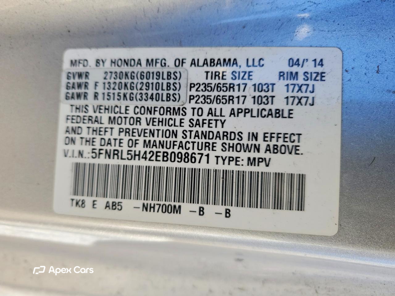 Honda Odyssey 2014