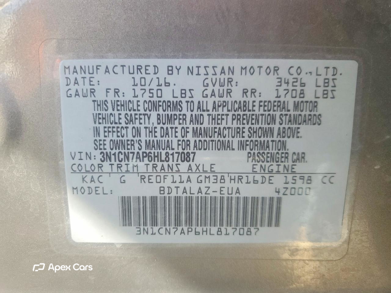 Nissan Versa 2017