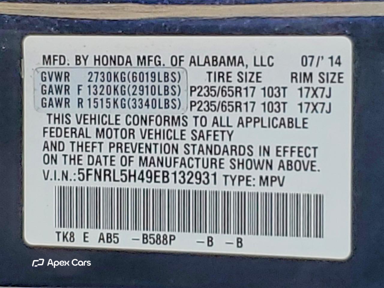 Honda Odyssey 2014