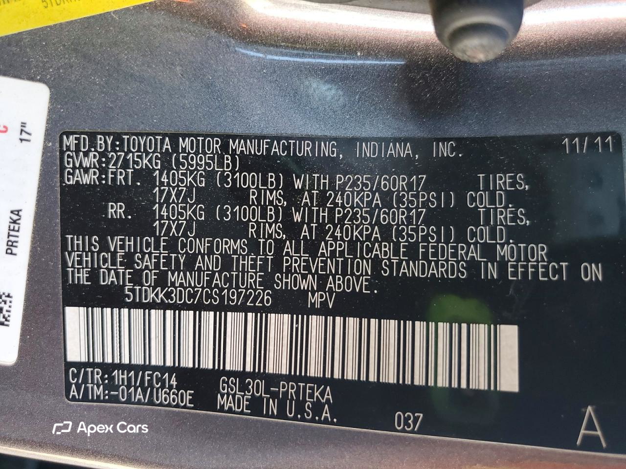 Toyota Sienna 2012