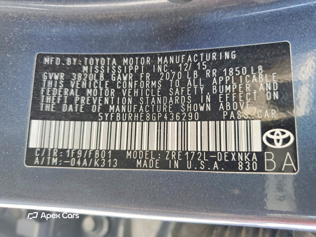 Toyota Corolla 2016