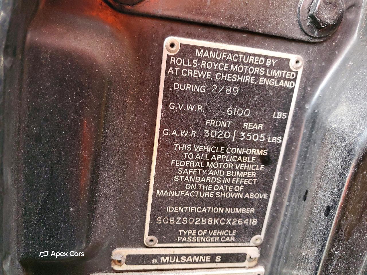 Bentley Mulsanne 1989