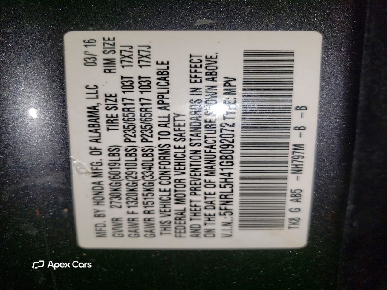 Honda Odyssey 2016