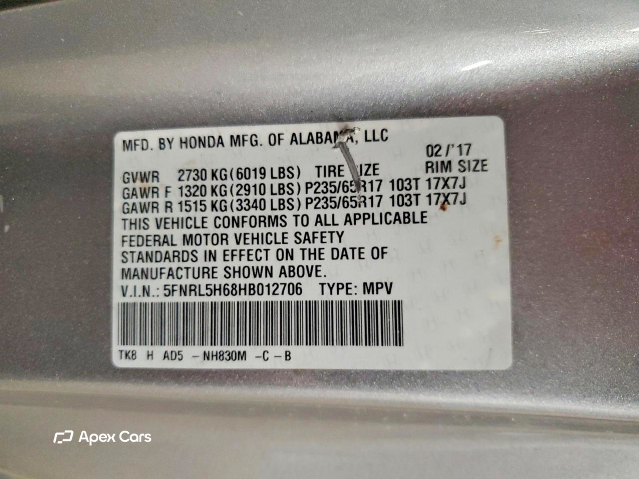 Honda Odyssey 2017