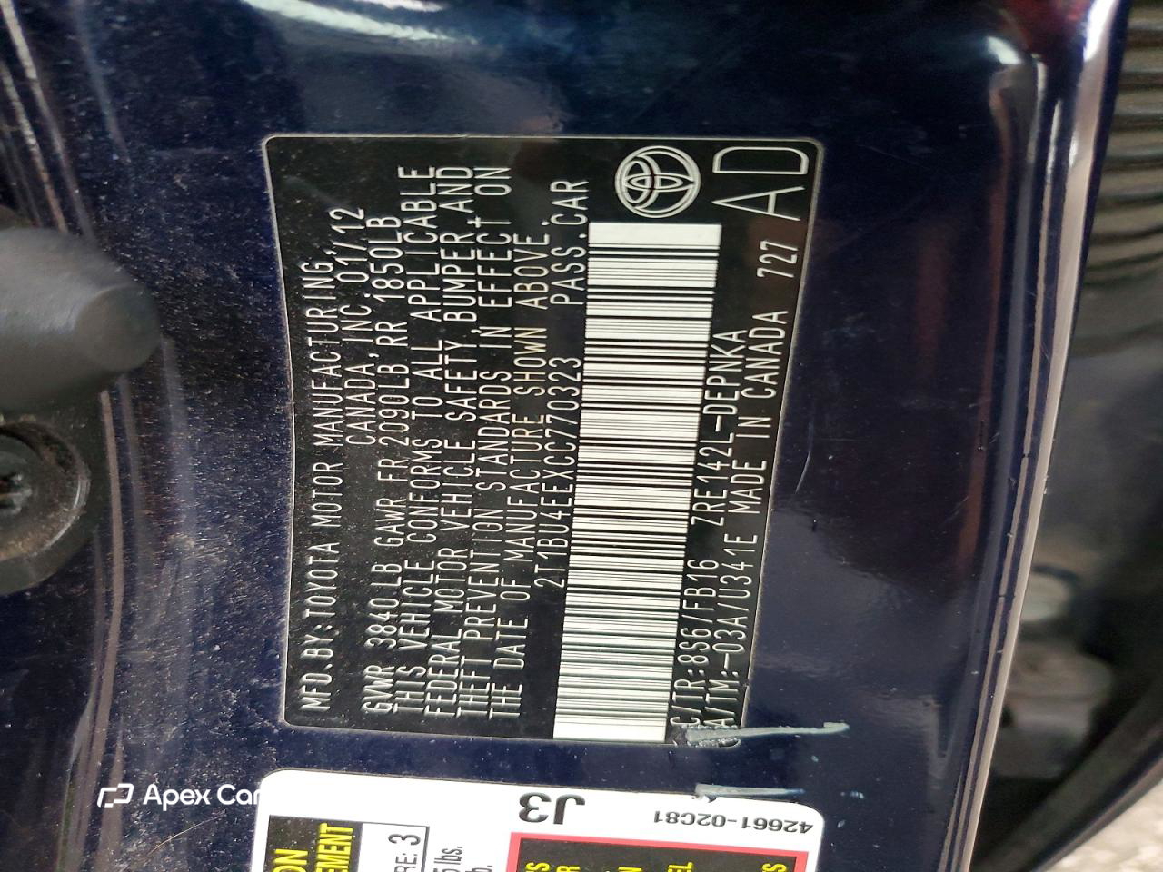 Toyota Corolla 2012