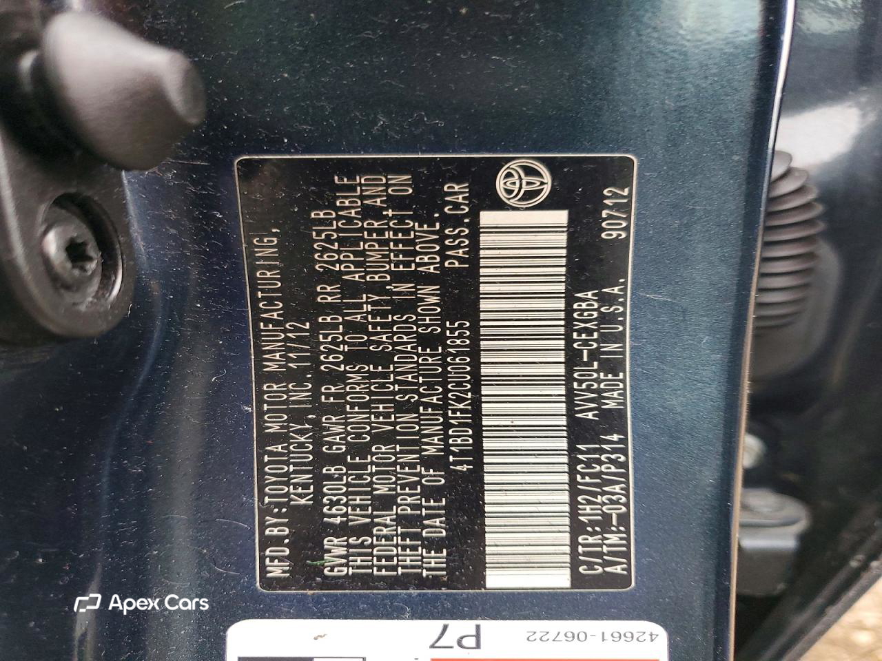 Toyota Camry Solara 2012