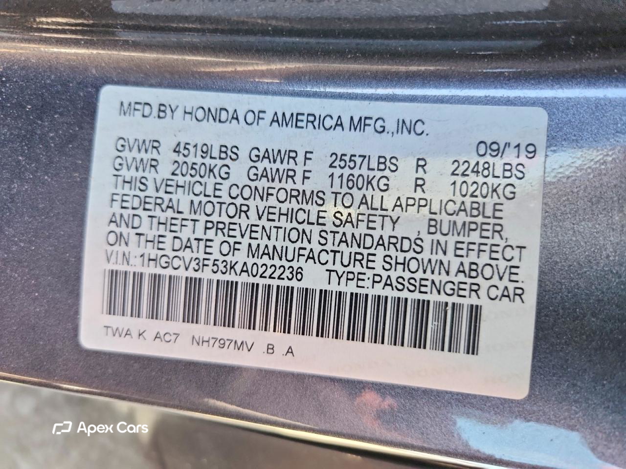 Honda Accord 2019