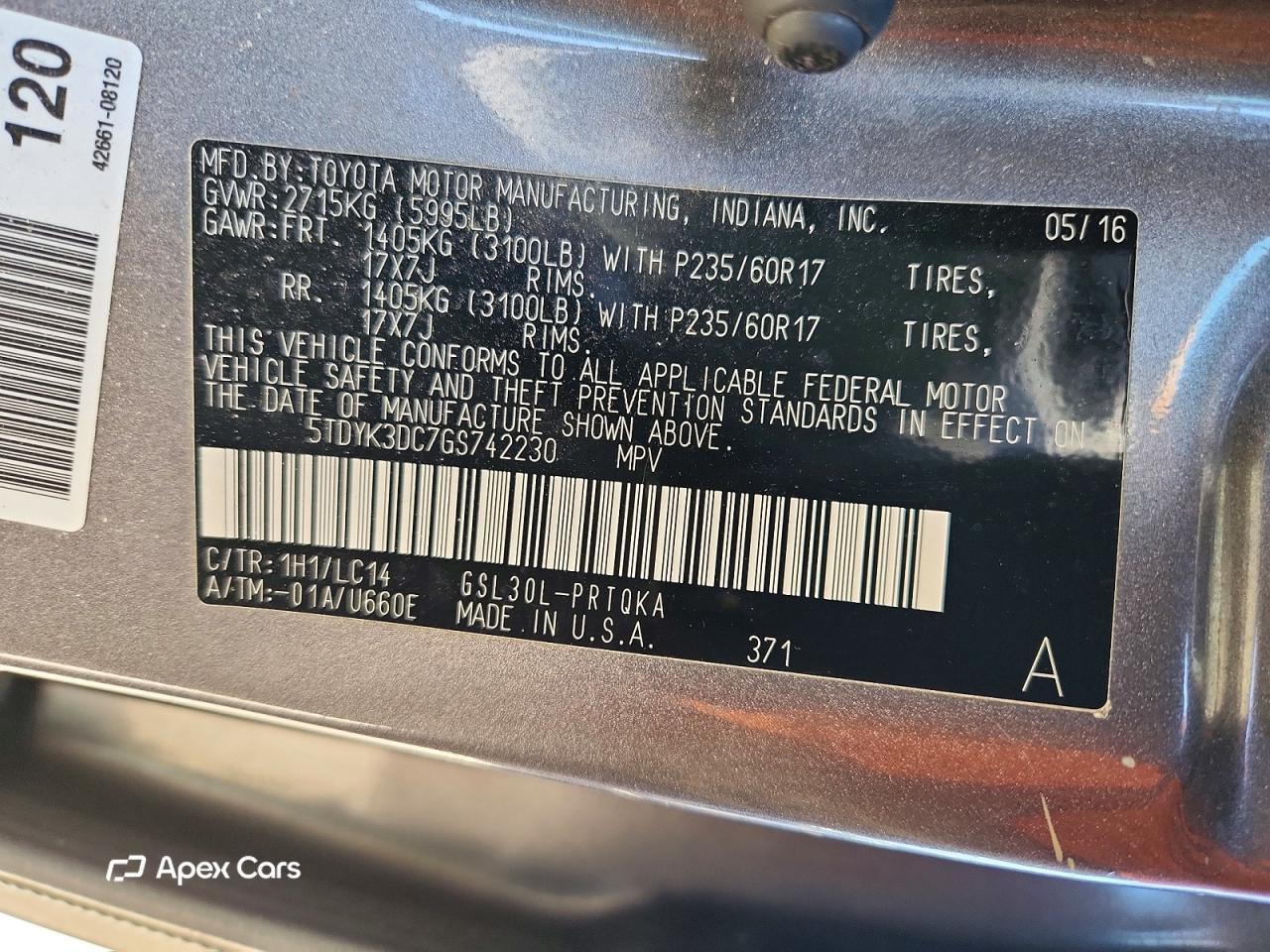 Toyota Sienna 2016
