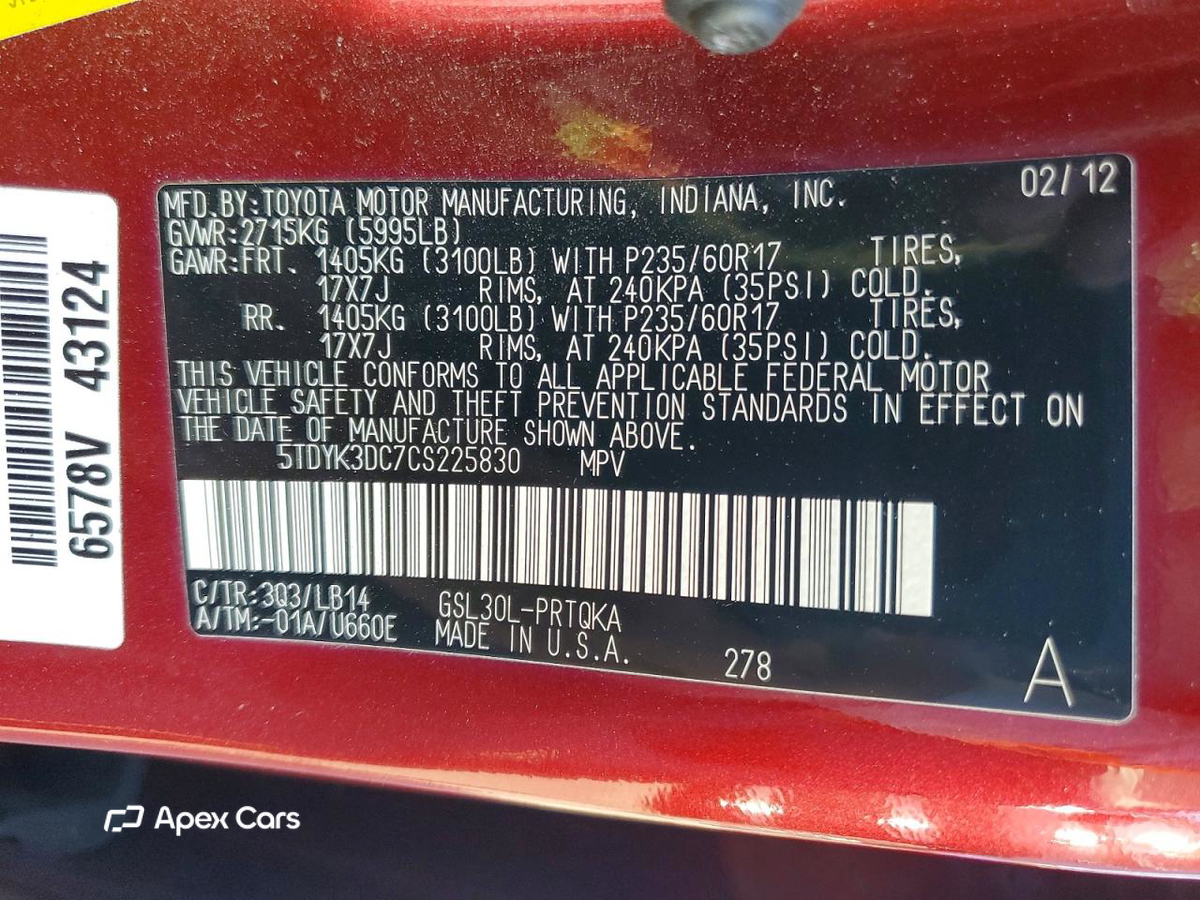 Toyota Sienna 2012