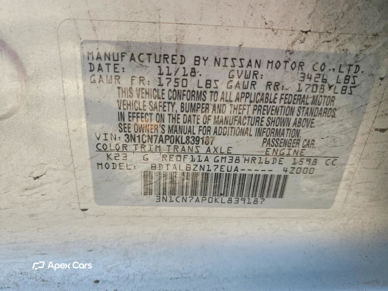 Nissan Versa 2019