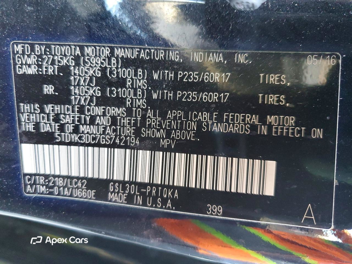 Toyota Sienna 2016