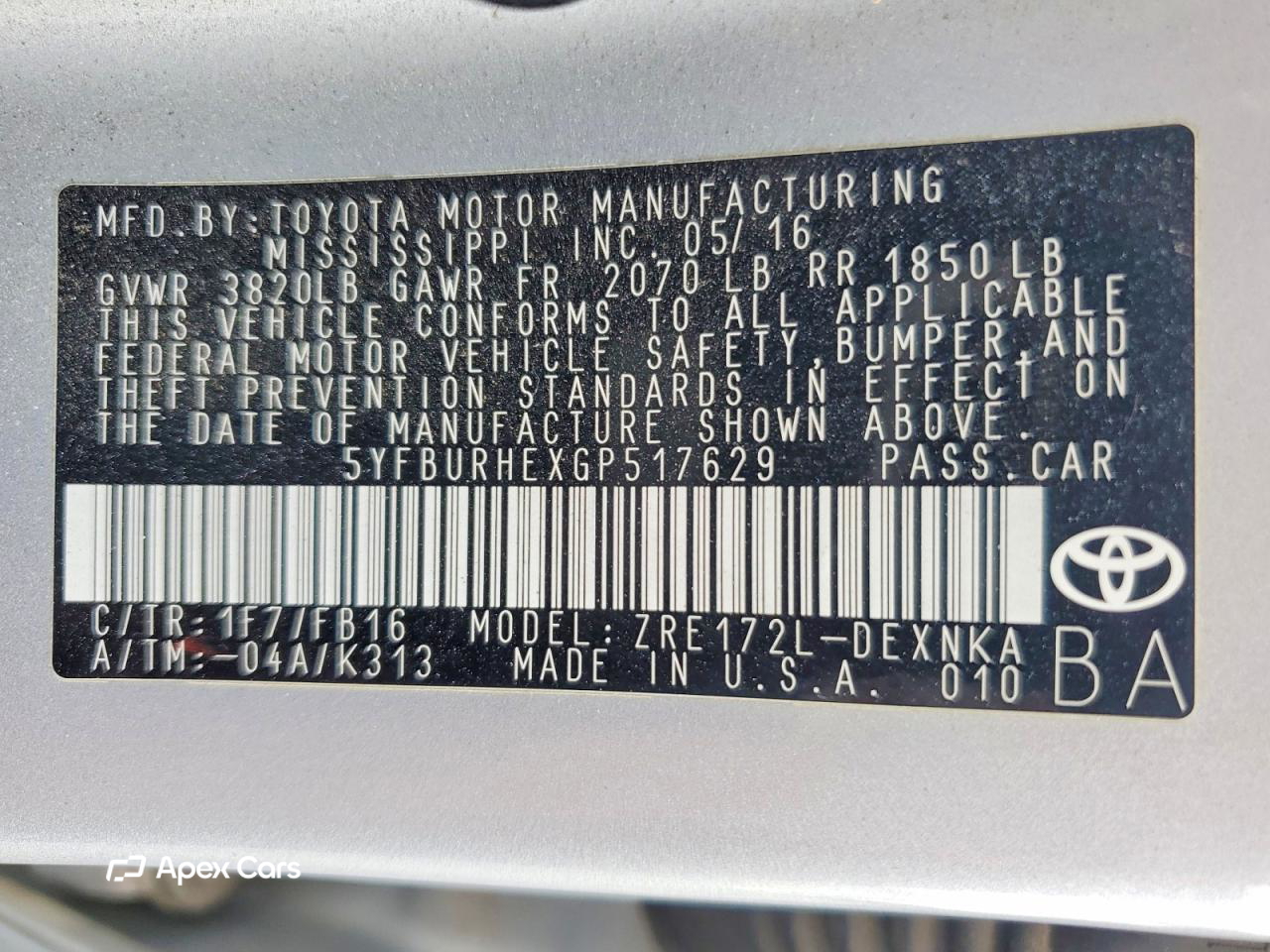 Toyota Corolla 2016