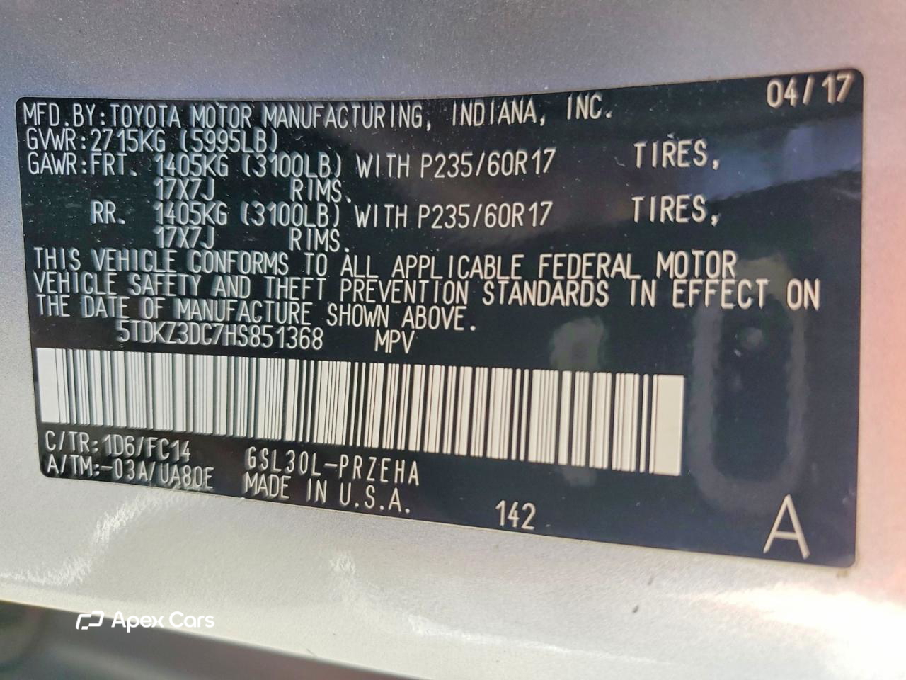 Toyota Sienna 2017
