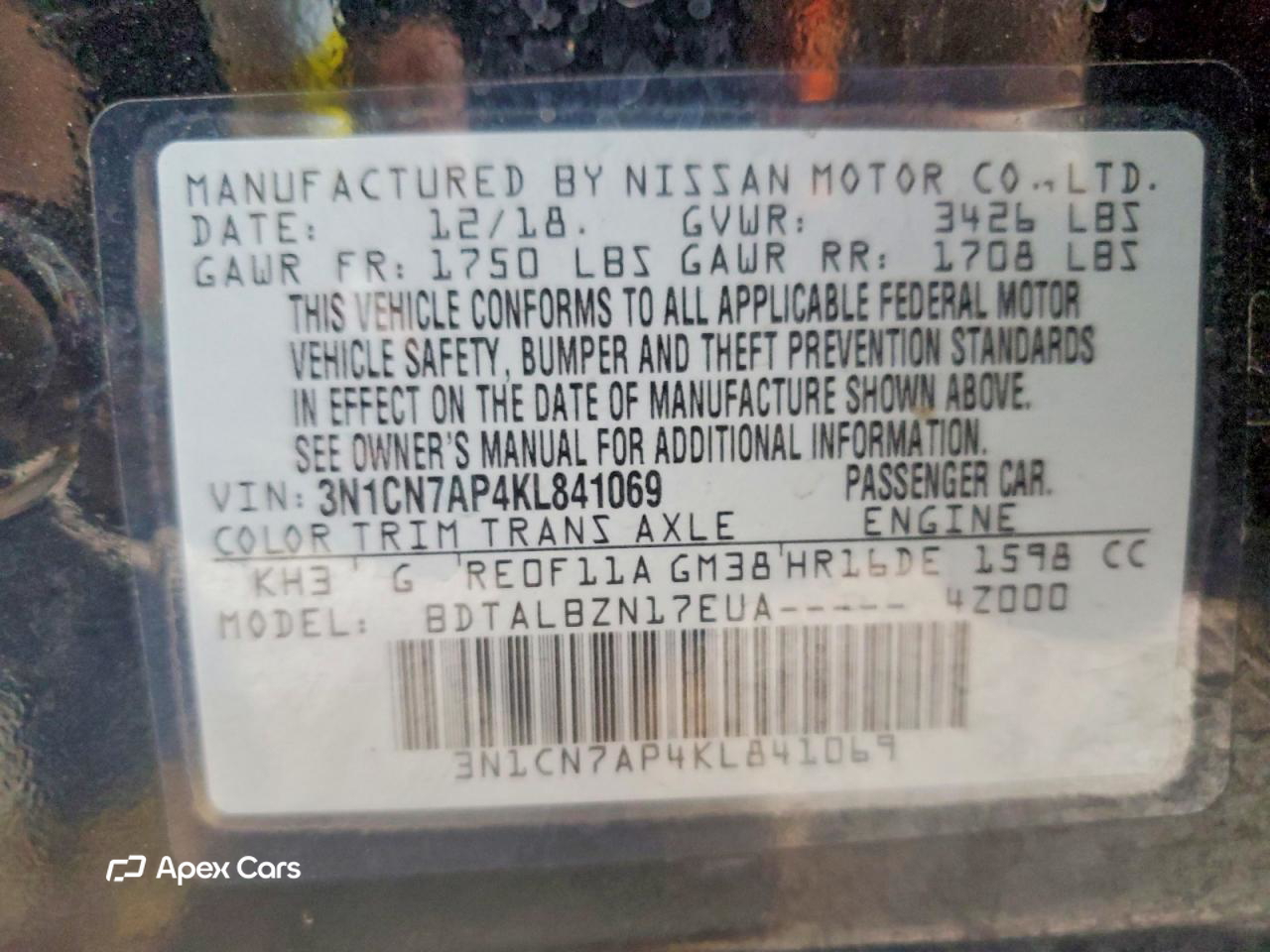 Nissan Versa 2019