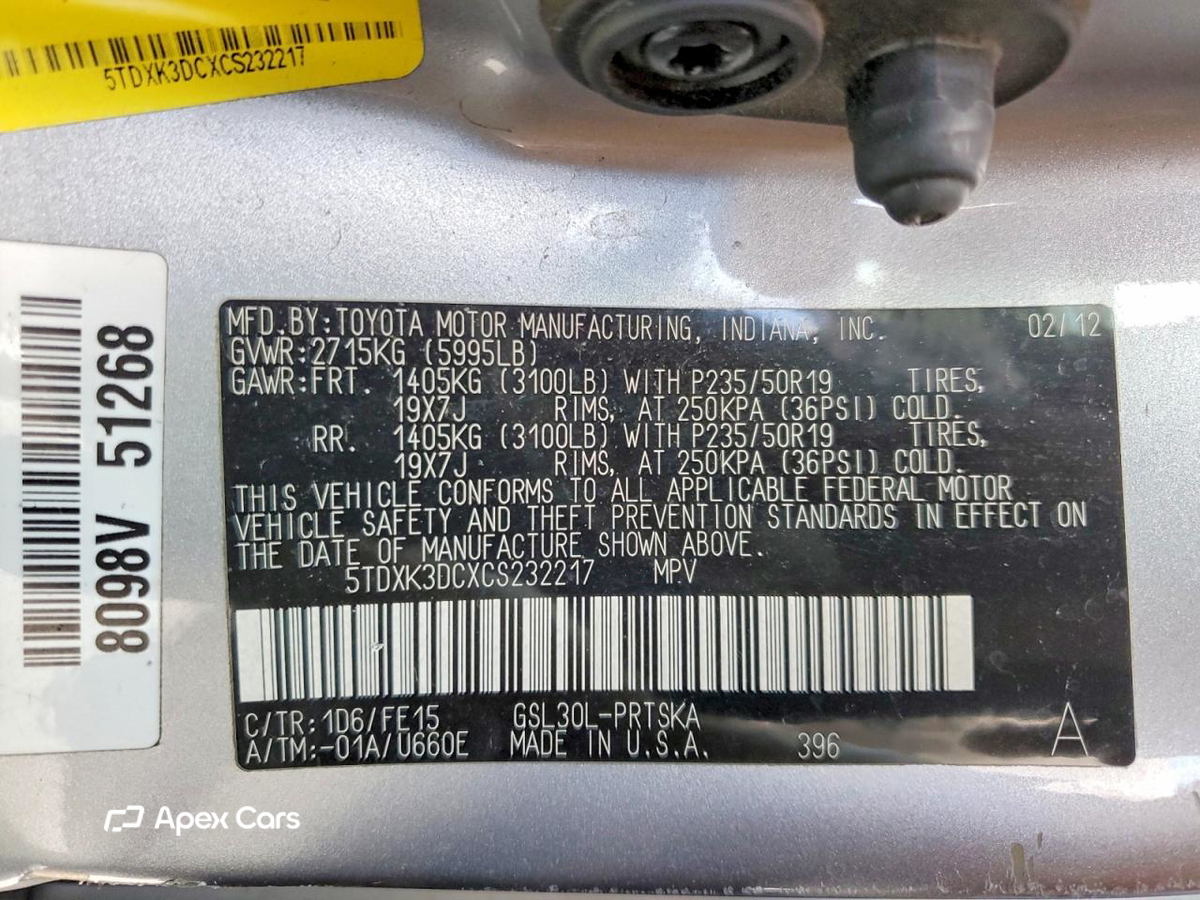 Toyota Sienna 2012