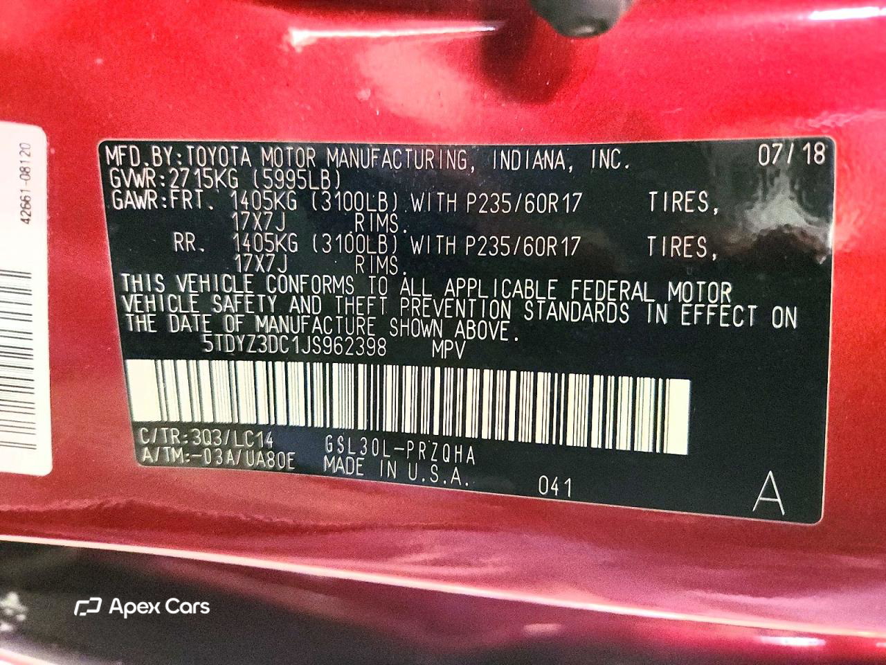 Toyota Sienna 2018