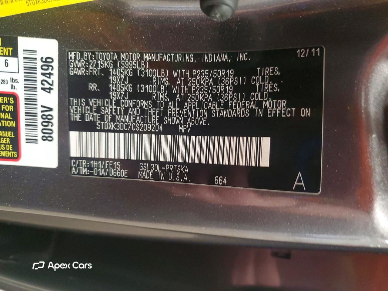 Toyota Sienna 2012