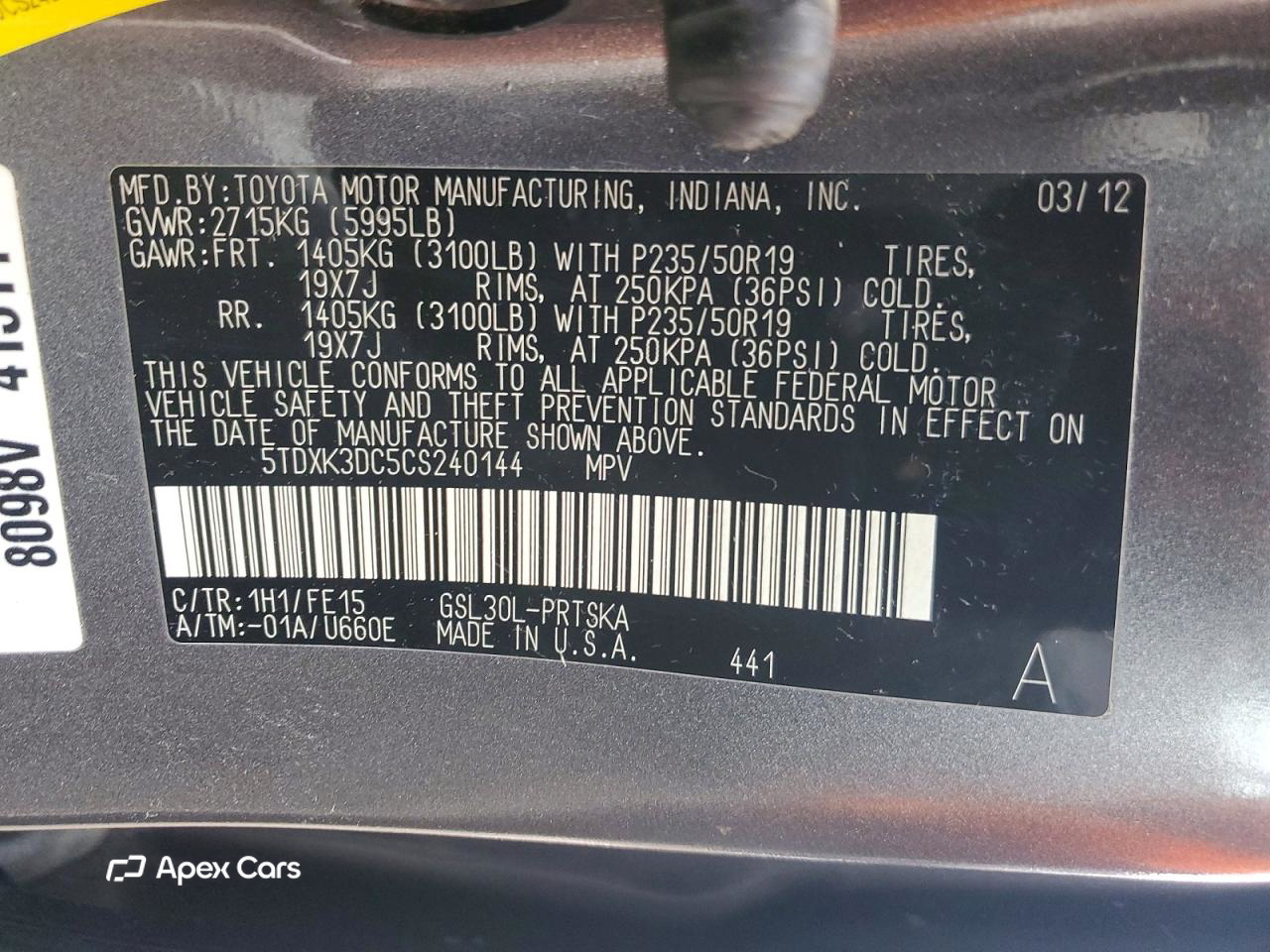 Toyota Sienna 2012