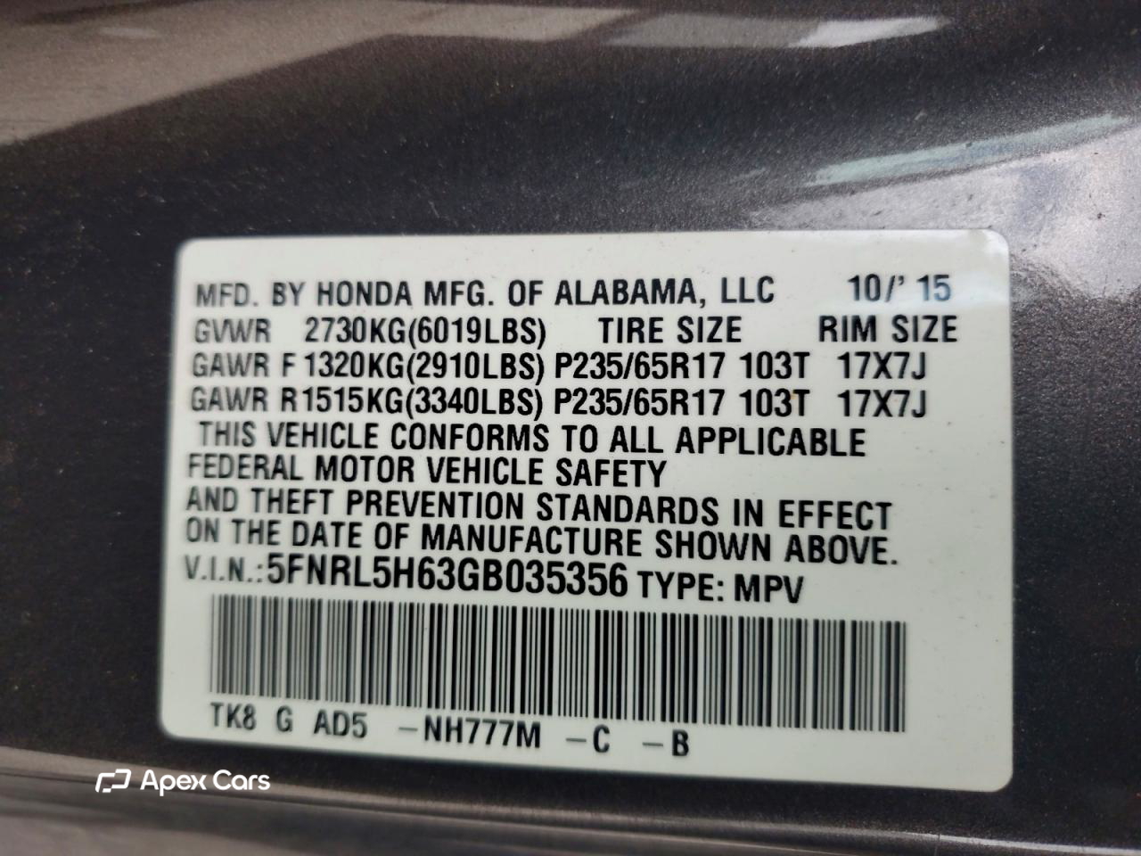 Honda Odyssey 2016