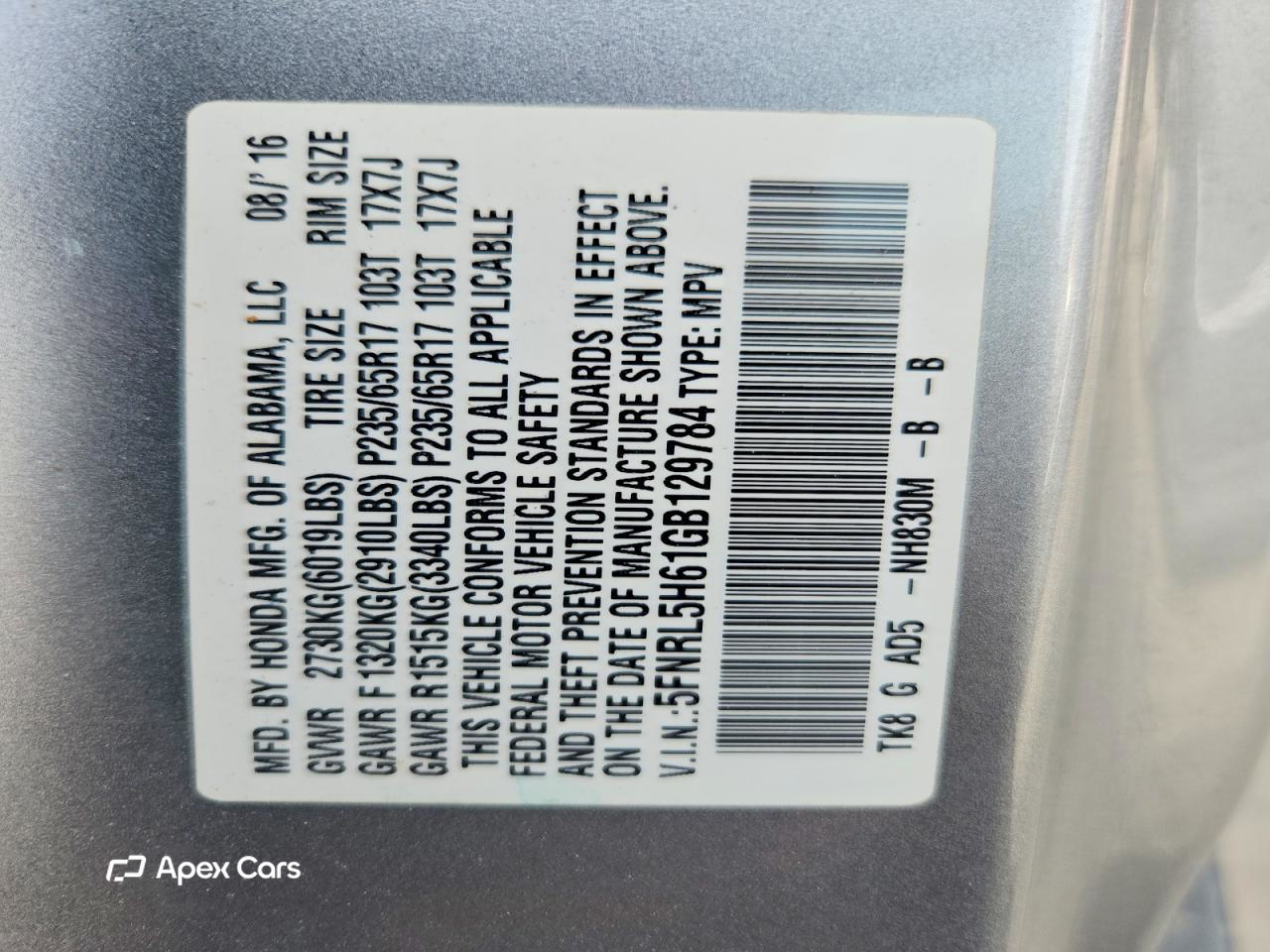 Honda Odyssey 2016
