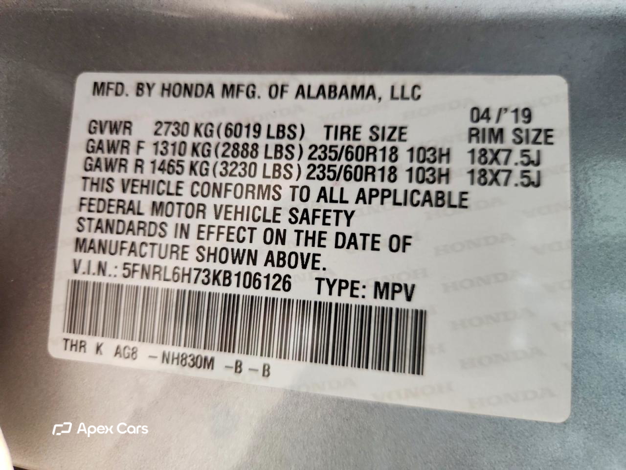 Honda Odyssey 2019