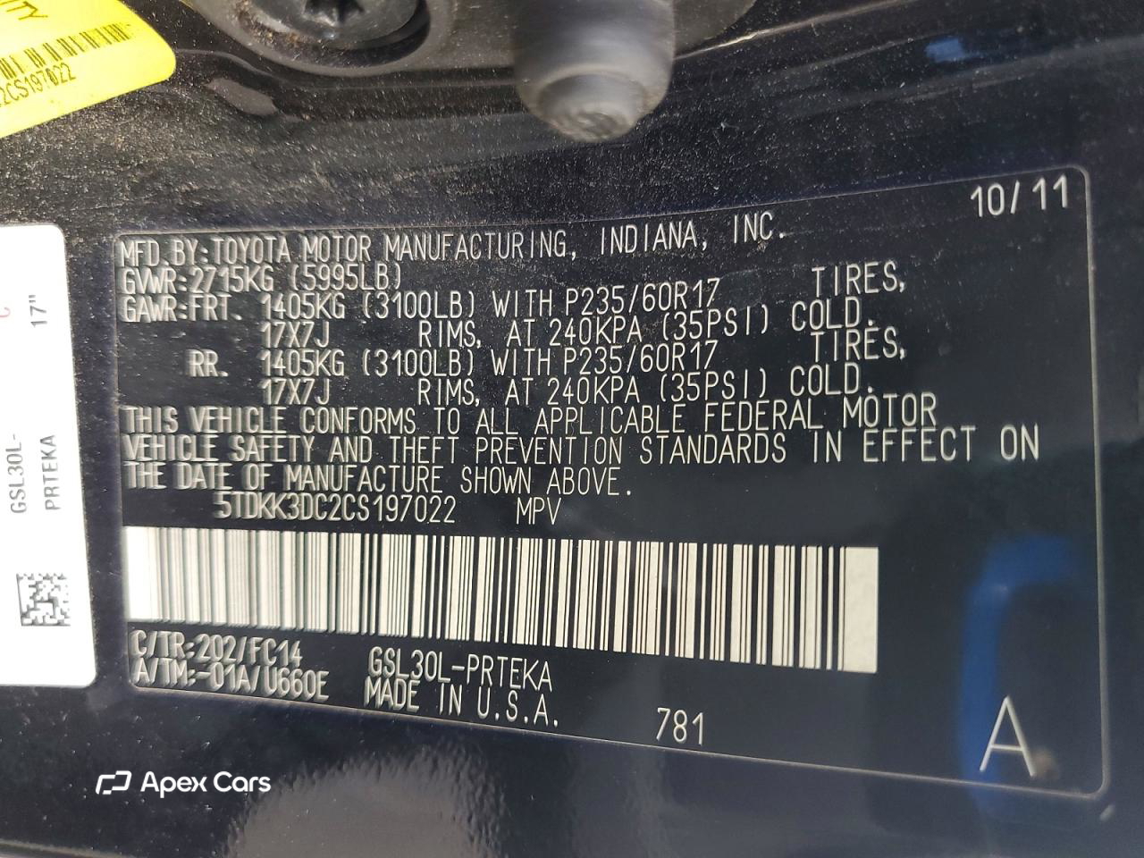 Toyota Sienna 2012