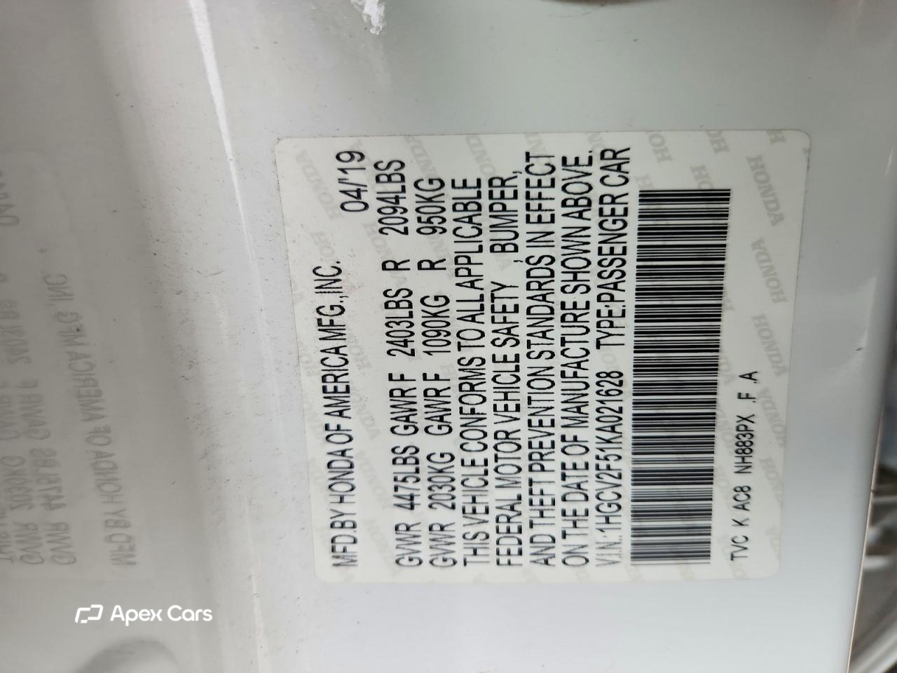 Honda Accord 2019