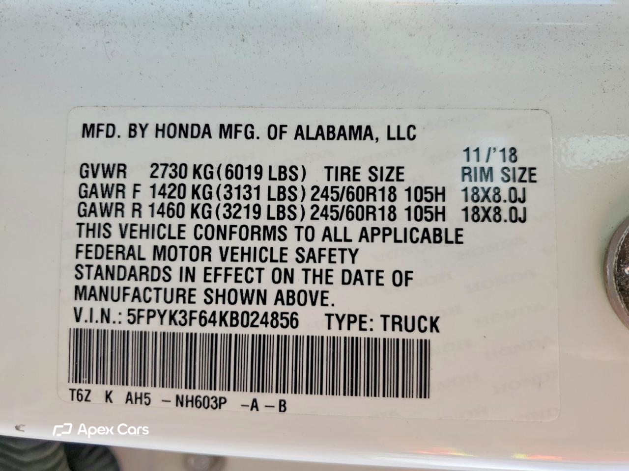 Honda Ridgeline 2019