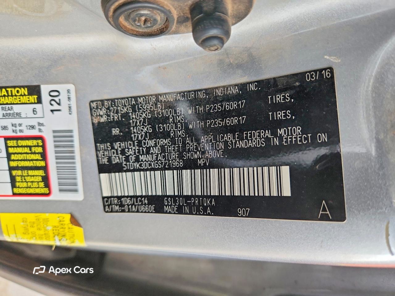 Toyota Sienna 2016