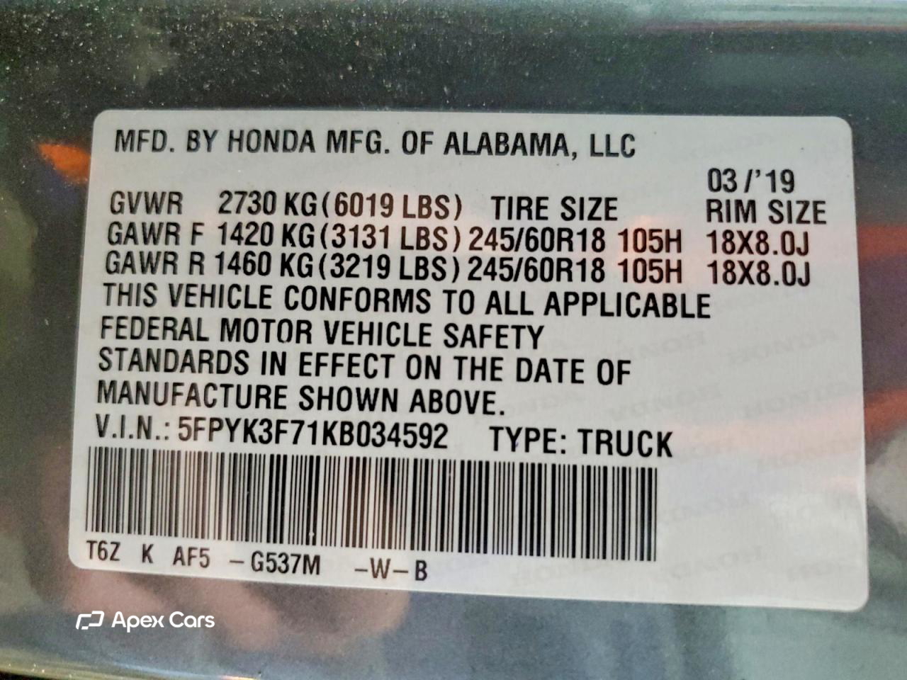 Honda Ridgeline 2019